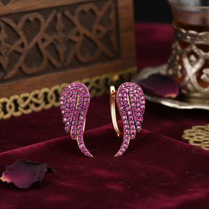 Ruby CZ <b>Ear</b> <b>Cuff</b> Wing Earring urkish Wholesale Handcrafted 925 Sterling <b>Silver</b> Jewelry - Product Image 3