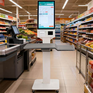 Support de terminal de point de vente de 23,8 pouces, support de sol, KFC, <span class=keywords><strong>McDonald</strong></span>'s, kiosque de commande de nourriture, kiosque de paiement, restaurant, type mural - Product Image 1