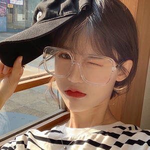 Montures de lunettes carrées tendance, monture intégrale, verres PC, anti-UV, anti-lumière bleue, transparentes, unisexes, style coréen O4-207 - Product Image 2