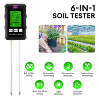 Testeur de sol numérique 6 en 1 multifonctionnel : pH, humidité, fertilité, température, luminosité, mesure de l'humidité du sol, jardin