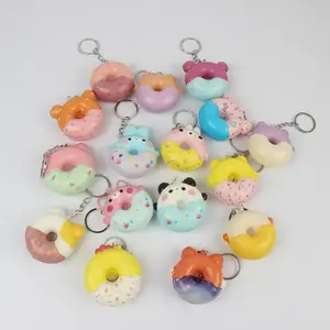 Animal mignon ours coloré canard <span class=keywords><strong>chat</strong></span> renard lapin donuts porte-clés ensembles mousse spongieuse <span class=keywords><strong>anti</strong></span>-<span class=keywords><strong>stress</strong></span> balle jouet - Product Image 3