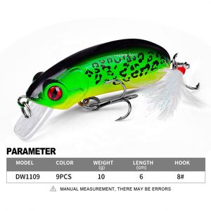 Leurre de pêche artificiel 6cm 10g pour <span class=keywords><strong>brochet</strong></span>, <span class=keywords><strong>petit</strong></span> wobbler coulant, leurre ver-minnow avec hameçon à plume - Product Image 2