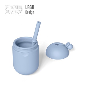 Botella de Agua de Silicona sin Plástico, Libre de BPA, Personalizada, para Niños Pequeños, Bebés, con Tapas y Pajitas de Silicona Suave - Product Image 4