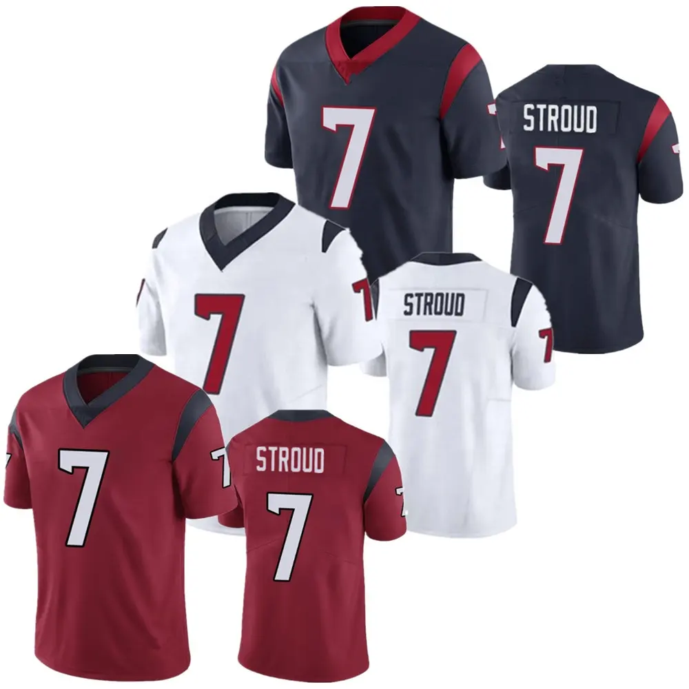 Herren Houston #7 CJ Stroud genähtes amerikanisches Fußballtrikot Spiel limitiert Jerseys Großhandel  Navy Rot weiß