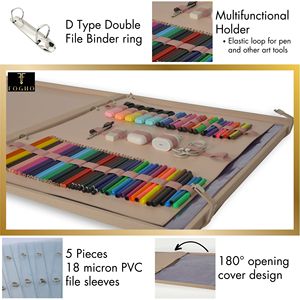 Portefeuille en cuir A2 pour artistes et peintres, porte-crayons de couleur avec sac de fournitures artistiques idéal pour offrir - Product Image 4