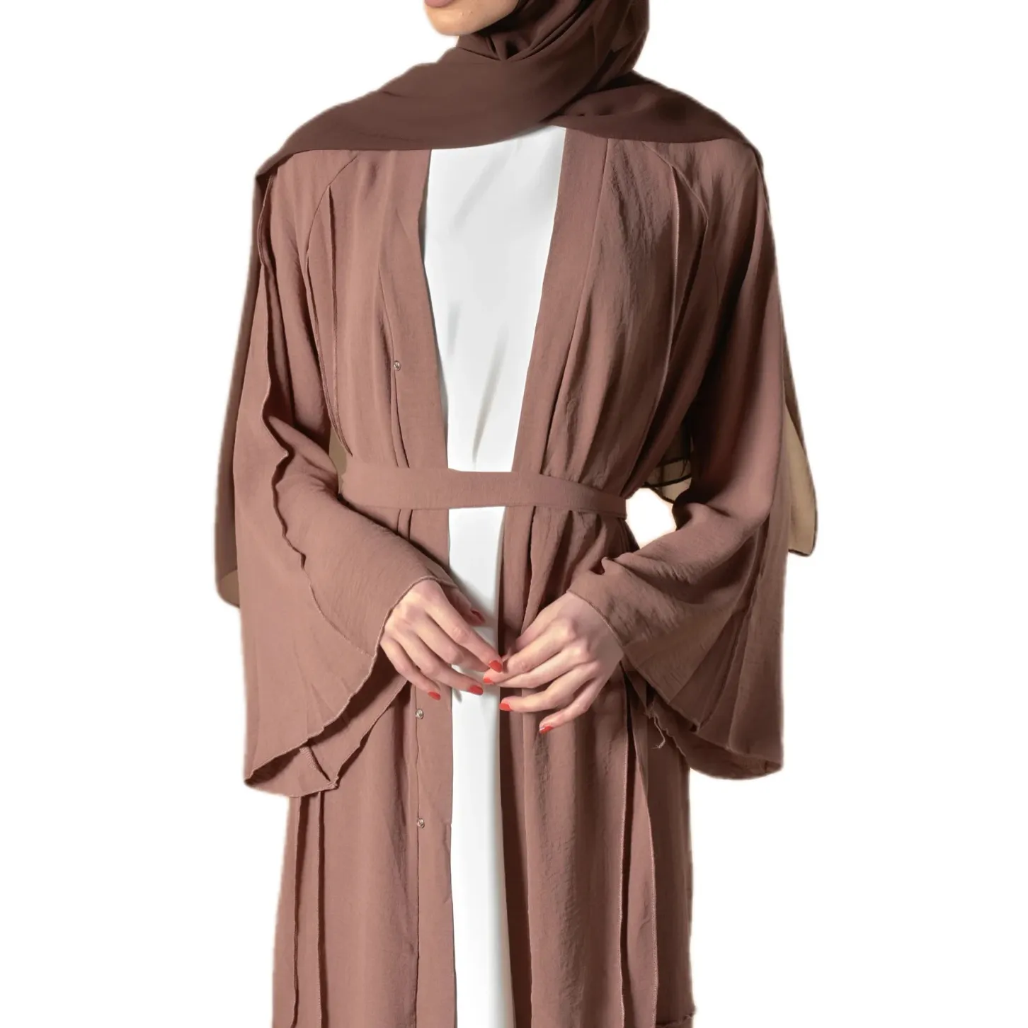 Alevlendi kollu moda Kaftan uzun kollu hırka ile uzun hırka islam giyim müslüman açık Abaya