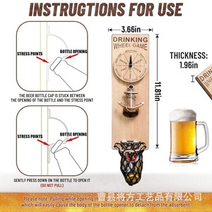 Juego de rueda de la fortuna de madera con abridor de botellas y diseño de ancla para montar en la pared, ideal para decoración de bares en casa. - Product Image 4