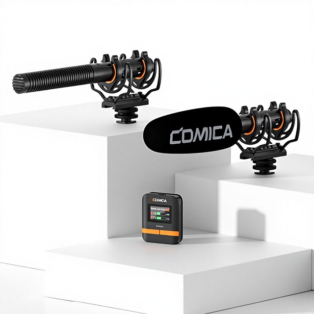 Comica VM40 Wireless Microphone for Camera Live Streaming Vlogging with Cardioid Shotgun and Internal Recording