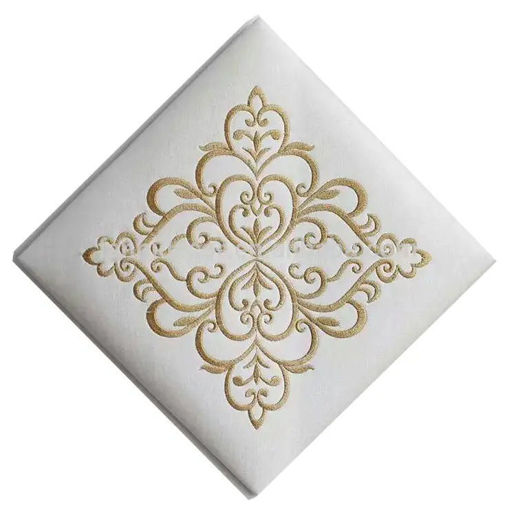 Tapicería bordada con patrón personalizado, tela barata de cuero de PVC gris para cojín
