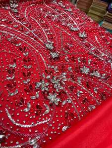 Tela Bordada de Alta Costura con Cuentas de Cristal y Diseño de Encaje, Textil Premium para Vestidos de Novia, Vestidos de Noche y Prendas de Diseñador - Product Image 2