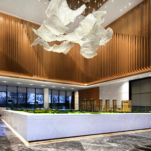 Lámpara colgante para decoración de boda, vestíbulo de hotel, candelabro de cinta de red de cristal personalizado largo grande de lujo para Villa - Product Image 1