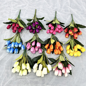 Fleurs artificielles Meiyu Craft, tulipes en soie à 9 têtes, pour mariage, décoration intérieure, bouquets, arrangements floraux faits à la main - Product Image 2