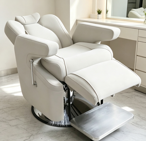 Sillón de Barbería Moderno de Cuero PU, Reclinable, para Salón de Belleza, Color Blanco, Muebles para Estudio de Peluquería - Product Image 4