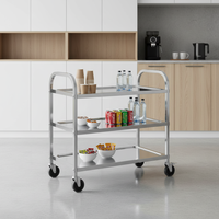 Chariot de service en acier inoxydable sur mesure de luxe avec roulettes silencieuses pour hôtels de luxe et clubs privés