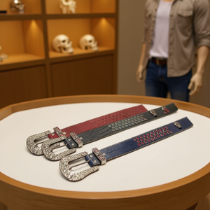 Cinturón de Cuero Genuino con Calavera de Diamantes de Imitación, 3.8*105CM, Accesorio de Moda - Product Image 3