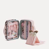 Tas Kosmetik Motif Bunga Cantik Warna Pink, Organizer Makeup, Tas Perlengkapan Mandi untuk Perjalanan dengan Pegangan, Kantong Kapasitas Besar untuk Wanita