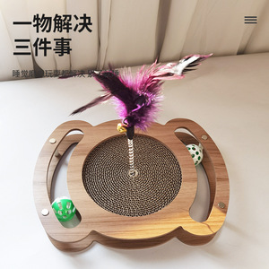 Rascador para Gatos de Madera Maciza, Duradero, Antideslizante, con Campana, Diseño Minimalista para Gatos - Product Image 3