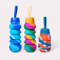Bouteille d'eau pliable en silicone écologique Wolecok Sport - Logo couleur personnalisé, résistante à la chaleur, capacité 350 ml-750 ml