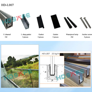 Exterior Aluminium Security <strong>Balustrades</strong> Base Mounted <strong>Glass</strong> Handrail Hardware Aluminum <strong>Frameless</strong> Profile U Channel <strong>Glass</strong> Railing - Product Image 4