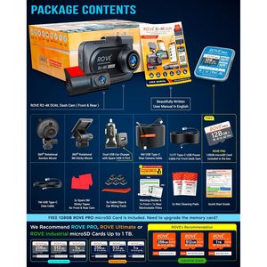 กล้องติดรถยนต์ Rove R2-4K แบบคู่ ความละเอียด 4K พร้อมกล้องหน้า FHD และกล้องหลัง Wi-Fi ติดตั้งบนกระจกหน้ารถ สำหรับรถยนต์ รถบัส รถ SUV และรถบรรทุก - Product Image 6