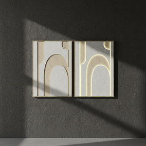 Quadro su Tela Minimalista Geometrico con LED, Arte Moderna per Soggiorno, Grande Dipinto da Appendere - Product Image 1