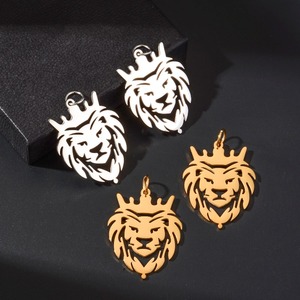 Collier pendentif punk en acier inoxydable poli, motif couronne creuse Lion King, pour breloques DIY et accessoires de fabrication de bijoux rock - Product Image 5