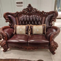 Ensemble canapé en cuir et tissu blanc, meubles de salon antiques de luxe, en or et blanc