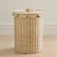 Panier de rangement en rotin tressé à la main, respectueux de l'environnement, en forme d'éventail, vente en gros, boîte de rangement décorative