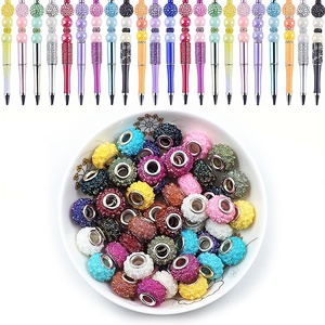 Lote de 100 piezas de cuentas espaciadoras de estilo europeo con agujero grande, coloridas, con diamantes de imitación, para manualidades, pulseras, joyería y collares - Product Image 1