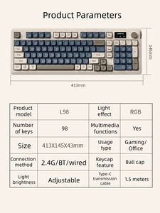 LangTu L98 Three-mode BT Wired Wireless Keyboard High Appearance Quality keyboard Gaming Office Silent Film Key Pad in stock - Product Image 6