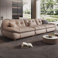 Ensemble de canapés de bureau en cuir véritable au design moderne pour la réception d'entreprise, l'hôtel, le centre commercial, comprend un canapé trois places et un canapé une place