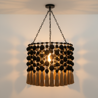 Lampe suspendue au plafond en macramé traditionnel bohème avec abat-jour en coton écologique pour la maison, la chambre à coucher