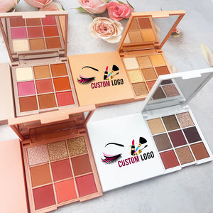 Großhandel Hochwertige vegane 9-Loch-Lidschatten-Palette Private Label Benutzer definiertes Logo Schimmer Finish Quadratisches Pulver Lidschatten-Palette - Product Image 1