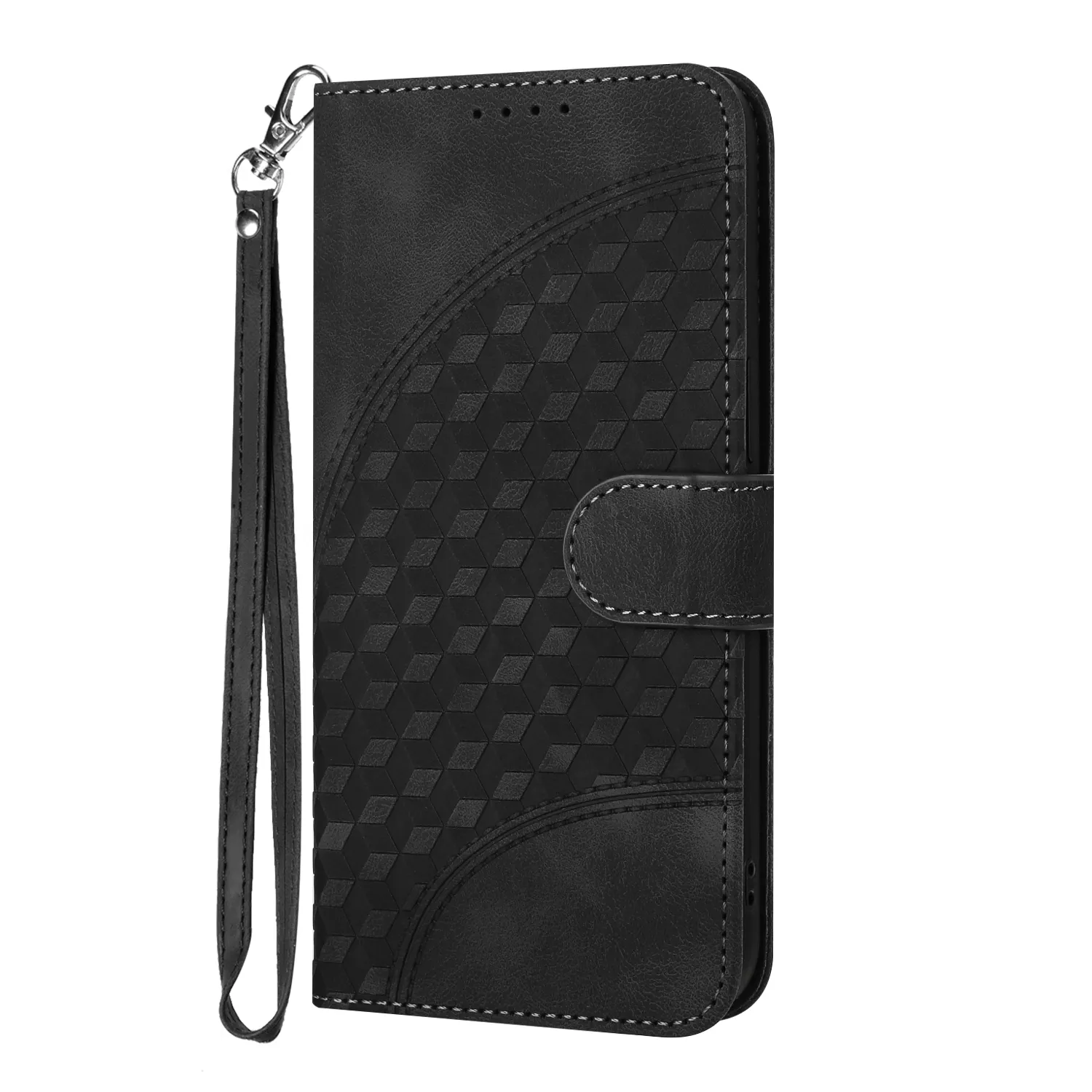 Elephant Head Embossed Phone wallet Leather Case with Lanyard For Oppo Realme C30 C33 C55 C65 C67 magnetic Side Cover