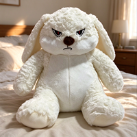 Peluche Lapin grincheux aux longues oreilles, très populaire, avec yeux rouges en colère, coussin animal doux en coton PP pour anniversaire
