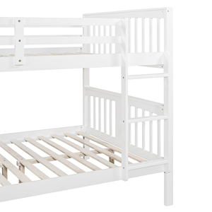 Full Over Full <b>Bunk</b> <b>Bed</b> With Ladder White For Bedroom Guest Room Furniture - Product Image 6