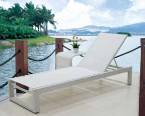 Chaise longue <span class=keywords><strong>de</strong></span> plage en <span class=keywords><strong>tissu</strong></span> maillé avec cadre en aluminium, <span class=keywords><strong>pour</strong></span> <span class=keywords><strong>jardin</strong></span>, hôtel et parc - Product Image 2