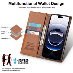 Funda de Cuero Tipo Cartera para iPhone 17 13 14 15 16 Pro Max XS MAX, con Ranuras para Tarjetas, Soporte y Protección Antigolpes - Product Image 2