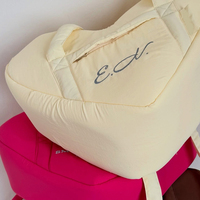 Sac fourre-tout à bandoulière en nylon rembourré en forme de cœur, grande taille, avec logo personnalisé et poche avant zippée