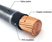 THHN/Cable de cobre CU/PVC/BYLON 12AWG 14AGW 16 AWG PVC aislado Ans NYLON revestido