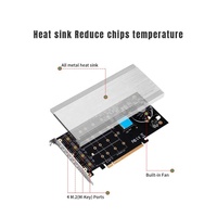 Carte contrôleur IOCREST 4 ports M.2 NVMe vers PCIe 3.0 X16 avec bifurcation, compatible avec les cartes mères sans bifurcation