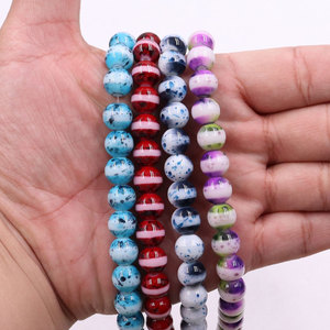 Cuentas de vidrio blancas base con salpicaduras de 10 mm, mezcla de azul, blanco y negro, cuentas sueltas <span class=keywords><strong>para</strong></span> hacer joyería DIY de verano - Product Image 3