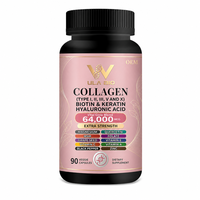 Complément alimentaire multi-collagène naturel en capsules, mélange 14-en-1, pépins de raisin, quercétine, bouteille personnalisée OEM