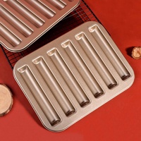 Moule à gâteau en forme de cigare long en acier au carbone antiadhésif 6 cavités, plaque de cuisson pour biscuits, accessoires de cuisine