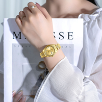 Montres à quartz pour femmes Nibosi 2697, diamants dorés de luxe, bracelet en acier inoxydable étanche, double calendrier, montre décontractée pour femmes
