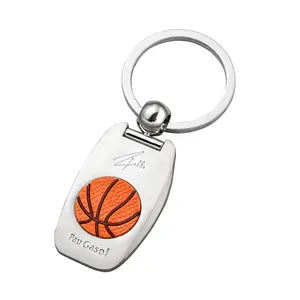 Fashion Basketball Metal Keychains with 3D Rubber Football Sticker