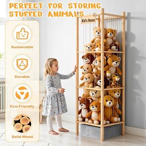 Scaffale in Legno <span class=keywords><strong>per</strong></span> Giocattoli di Peluche con Capacità Super Grande e Sacchi <span class=keywords><strong>per</strong></span> Animali di Peluche <span class=keywords><strong>per</strong></span> Armadi, Camere dei Bambini e Sale Giochi - Product Image 1