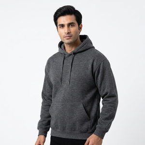 Nouveaux sweats à capuche décontractés pour hommes, couleur unie, manches courtes, avec technique de broderie, vêtements d'extérieur pour homme pour l'hiver - Product Image 1
