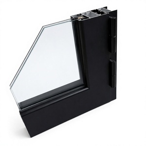 <span class=keywords><strong>Fenêtre</strong></span> à battant en alliage d'aluminium noir avec double vitrage pour les murs extérieurs des bâtiments, isolation phonique et thermique - Product Image 1