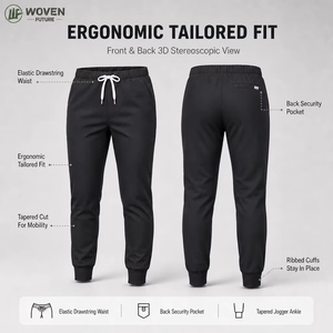 Shaoxing Woven Future <span class=keywords><strong>Tansen</strong></span> Jogger Scrub-Hosen Krankenhausuniform Unisex V-Ausschnitt Pflege-Set 4-Wege-Stretch-Strick Maßanfertigung OEM - Product Image 5